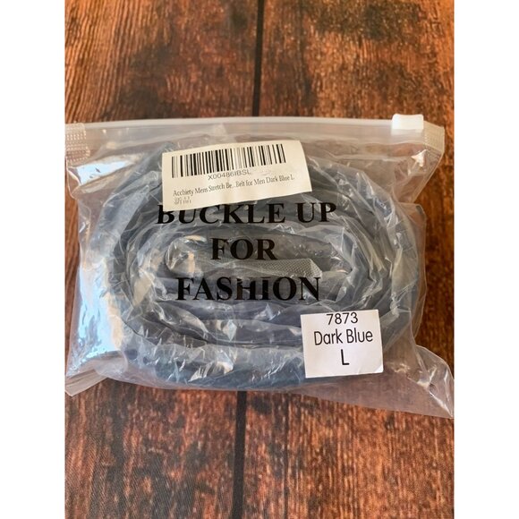 Archibey Mens Stretch Belt Dark Blue L Adjustable Braided Elastic Comfort Fit - Picture 2 of 2